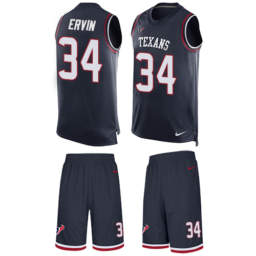 Men's Limited Tyler Ervin Nike Jersey Navy Blue - #34 Tank Top Suit NFL Houston Texans